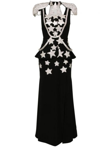 Večernja haljina peplum s kristalima Loulou crna