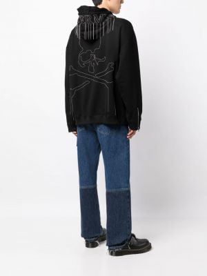 Kokvilnas kapučdžemperis ar izšuvumiem ar rāvējslēdzēju Mastermind World melns