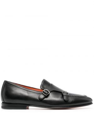 Pantofi din piele cu cataramă Santoni negru