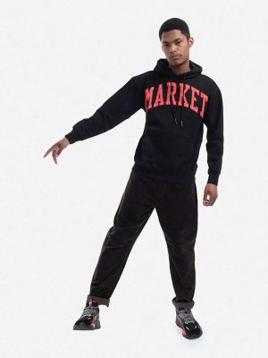 Pamučna hoodie s kapuljačom Market crna