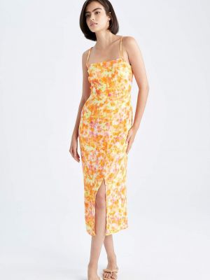 Sukienka midi z wiskozy Defacto pomarańczowa