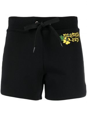 Trykt bomull shorts Moschino svart