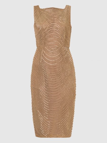 Платье миди с бисером Rachel Gilbert коричневое