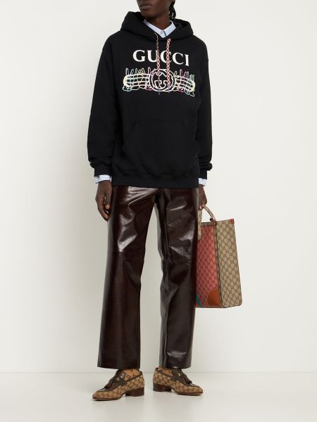 Bavlněná mikina s kapucí Gucci černá