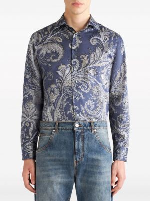 Hemd aus baumwoll mit print mit paisleymuster Etro blau