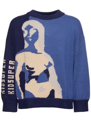 Вълнен пуловер Kidsuper Studios синьо