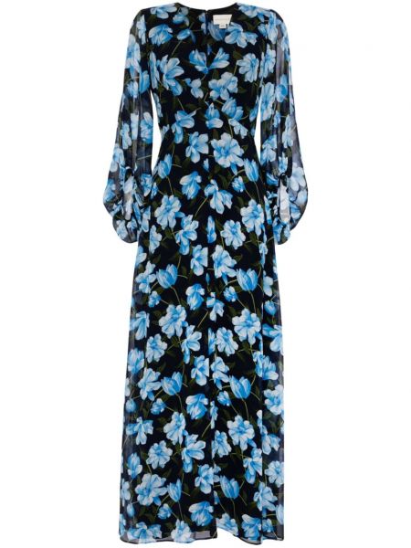 Kvetinové večerné šaty s potlačou Sachin & Babi modrá