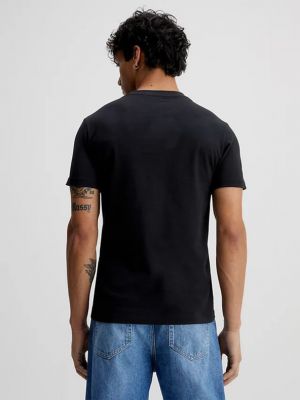 Rövid ujjú átlátszó csíkos póló Calvin Klein Jeans fekete