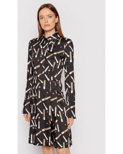 Victoria Victoria Beckham Ing ruha Printed Poly Twill 2321WDR002989A Fekete Regular Fit