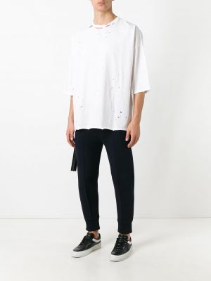 Koszulka z przetarciami oversize Unravel Project biała