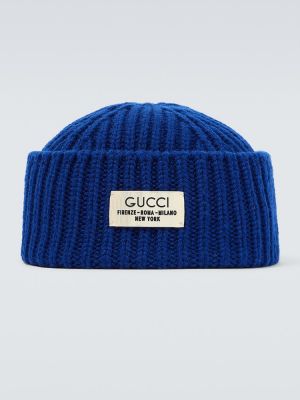 Vlnená čiapka Gucci modrá