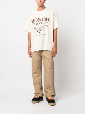 Bavlněné tričko s potiskem Honor The Gift bílé