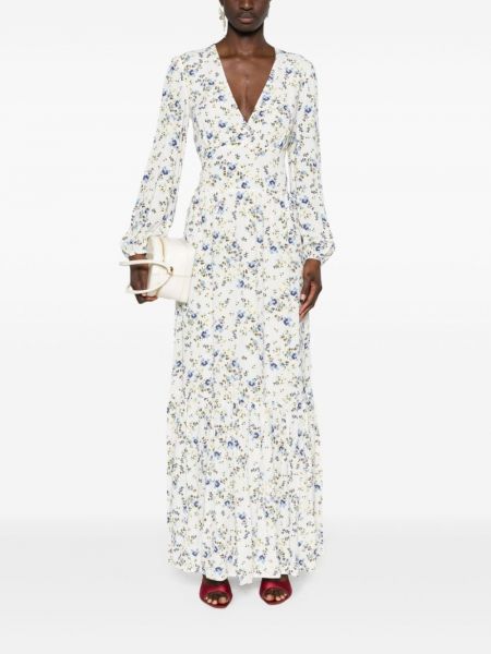 Robe longue à fleurs à imprimé en crêpe Liu Jo blanc