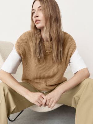 Хлопковый свитер с коротким рукавом Hush коричневый