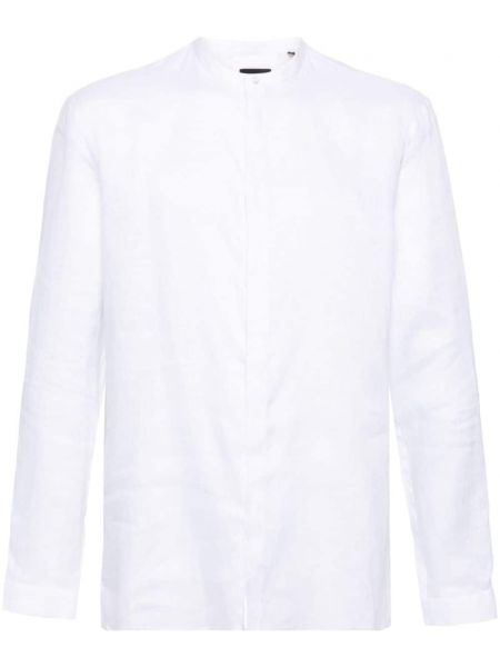 Λινό πουκάμισο Giorgio Armani λευκό