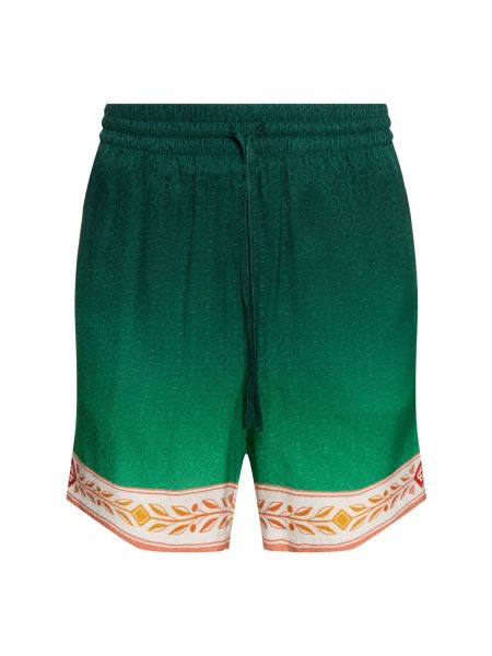Pantaloni scurți de mătase cu imagine Casablanca verde