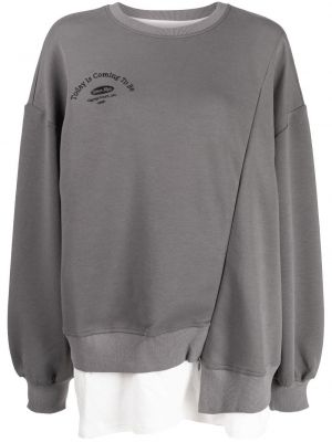 Sweat brodé avec imprimé slogan B+ab gris