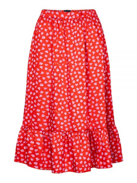 Midi sukně s potiskem s volány z polyesteru Marc Jacobs - červená