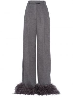 Kašmírové kalhoty z peří Prada šedé