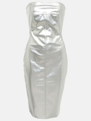 Pamučna midi haljina Rick Owens srebrena