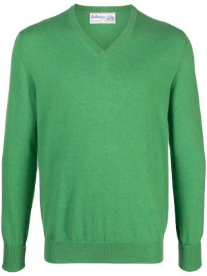 Кашмирен пуловер с v-образно деколте Ballantyne зелено