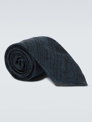 Жакардова копринена вратовръзка Berluti синьо