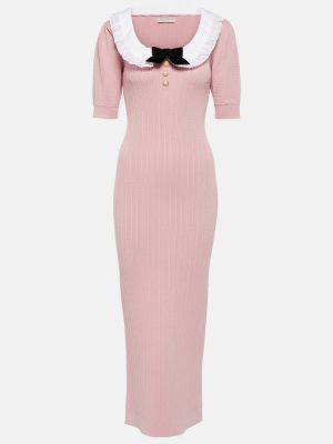 Bavlněné midi šaty Alessandra Rich růžové