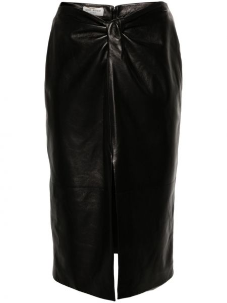 Kožená sukňa Saint Laurent čierna