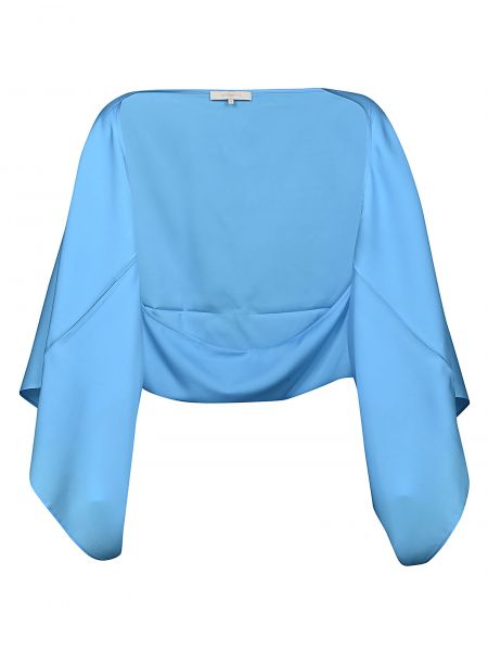 Giacca di seta con maniche a sbuffo baggy Silk95five blu