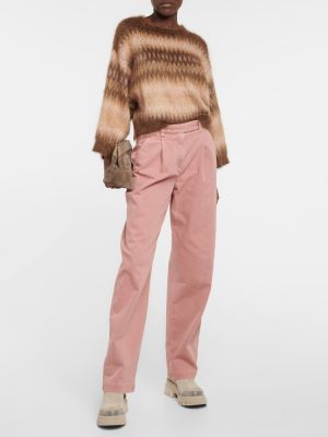 Kõrge vöökohaga sirged teksapüksid Brunello Cucinelli roosa