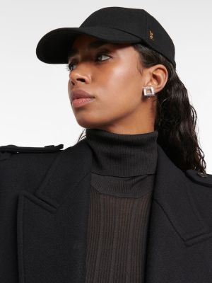 Вълнена шапка с козирки от филц Saint Laurent черно