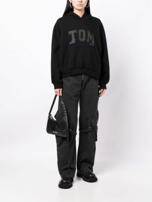 Bluza z kapturem bawełniana z nadrukiem Studio Tomboy czarna