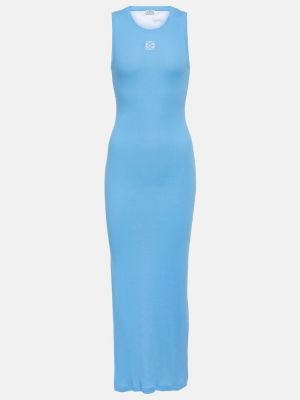 Bavlněné midi šaty Loewe modré