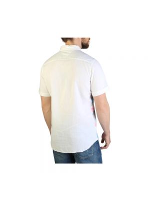Camisa de lino de algodón a rayas Tommy Hilfiger blanco