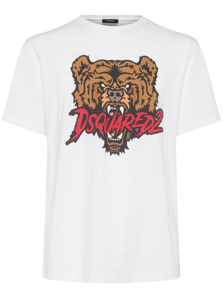 T-shirt med mönster Dsquared2 vit