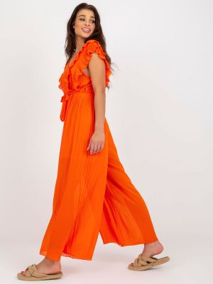 Salopetă plisată Fashionhunters portocaliu