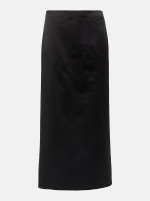 Hedvábné saténové dlouhá sukně s vysokým pasem Gucci černé