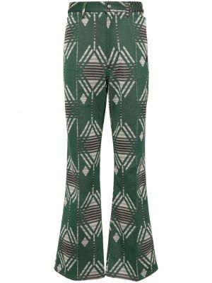 Rovné kalhoty s potiskem Needles zelené