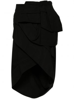 Midi suknja peplum s draperijom Dries Van Noten crna