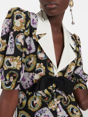 Rochie de mătase cu imagine Alessandra Rich negru