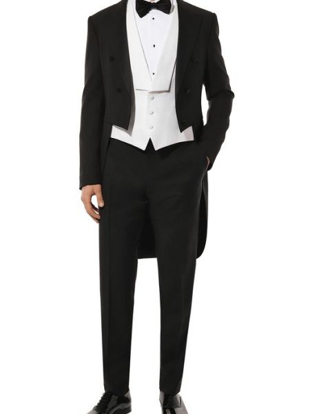 Хлопковый шерстяной костюм Dolce & Gabbana черный
