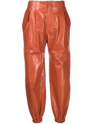 Kožené kalhoty Ulla Johnson oranžové