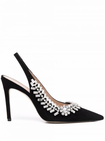 Krystaller slingback stropper pumper Stuart Weitzman svart