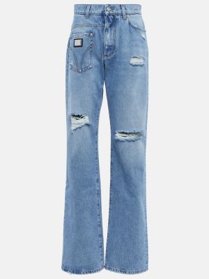 Voľné obnosené džínsy s vysokým pásom Dolce&gabbana modrá