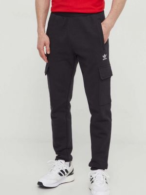 Карго панталони с апликация Adidas Originals черно