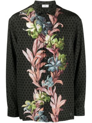 Chemise en soie à fleurs Etro vert