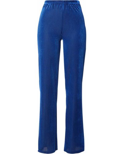 Jednofarebné skinny nohavice s vysokým pásom s opaskom Soft Rebels - modrá
