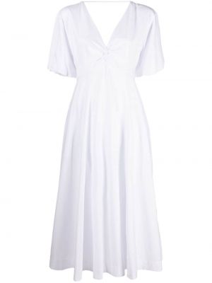 Миди рокля с v-образно деколте Staud бяло