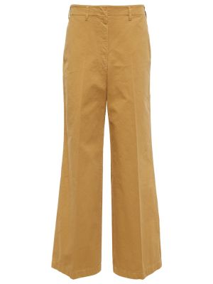Voľné bavlnené culottes nohavice s vysokým pásom Lemaire hnedá