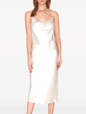 Jedwabna sukienka koktajlowa Fleur Du Mal biała